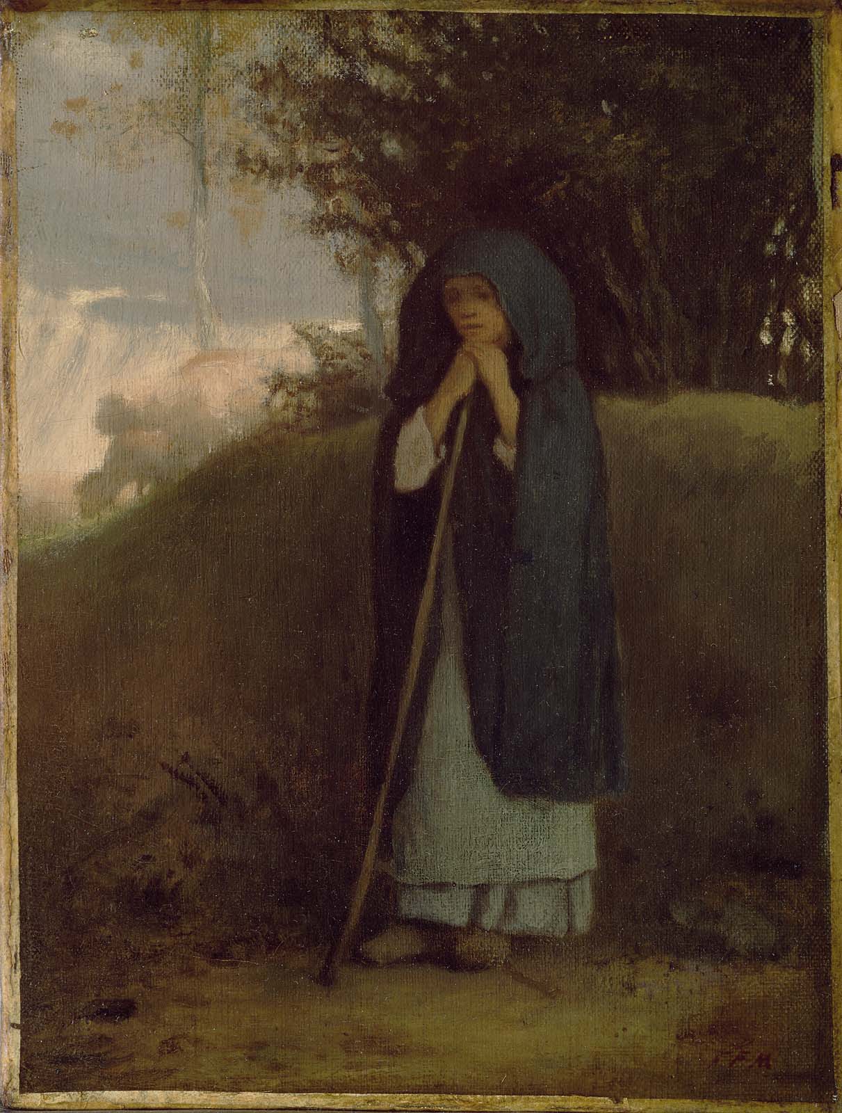 Bergère s'appuyant sur son bâton - Jean-François Millet