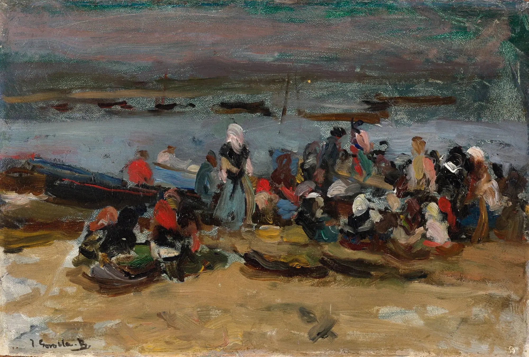 Reproduction du tableau « À l'estuaire, Asturies - Joaquín Sorolla » par Alpha Reproduction en peinture à l’huile