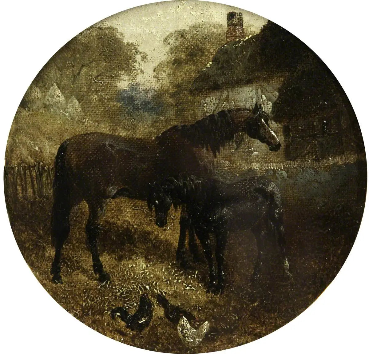 Huit scènes de ferme circulaires: jument et poulain - John Frederick Herring Sr. - Alpha Reproduction