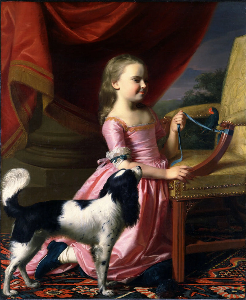 Młoda kobieta z ptakiem i psem - John Singleton Copley