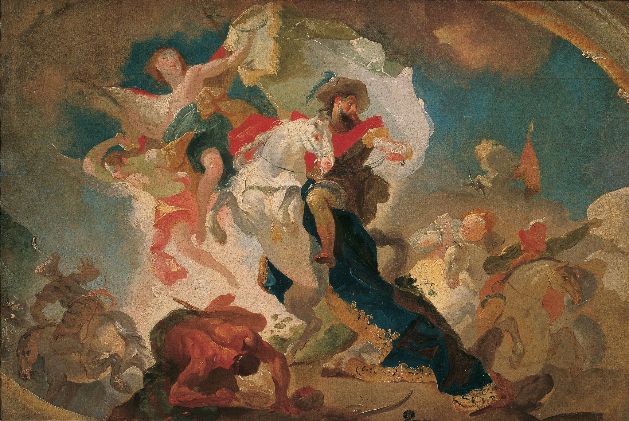Victoire de saint Jacques de Compostelle sur les Sarrasins à la bataille de Clavigo - Franz Anton Maulbertsch image 1 reproduction artisanale de tableau