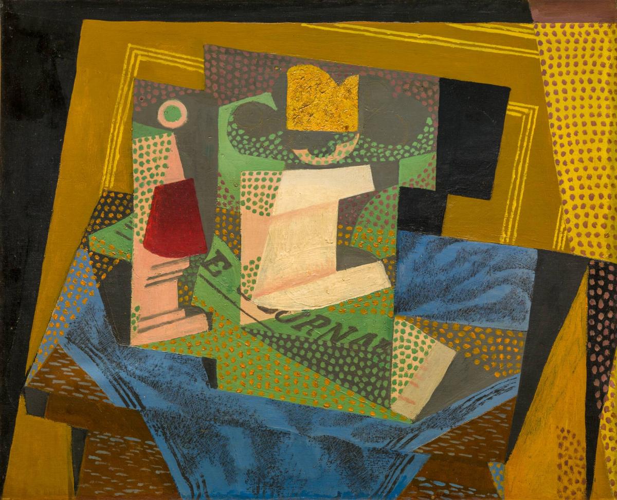 Le Compotier sur le tapis bleu - Juan Gris