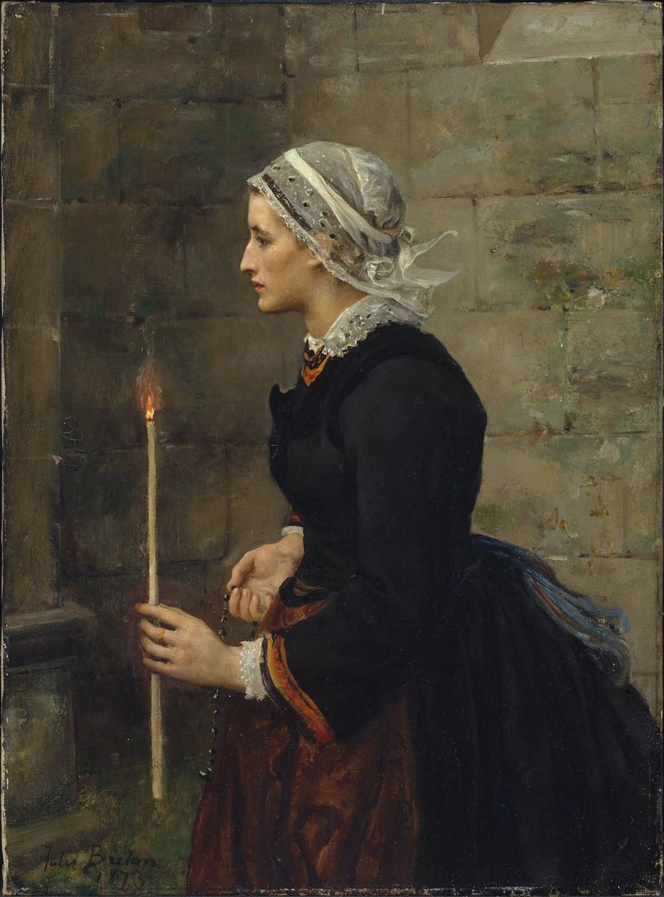Femme avec une bougie fine - Jules Breton