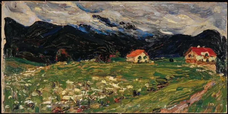 Kochel, krajobraz z dwoma domami - Wasilij Kandinsky