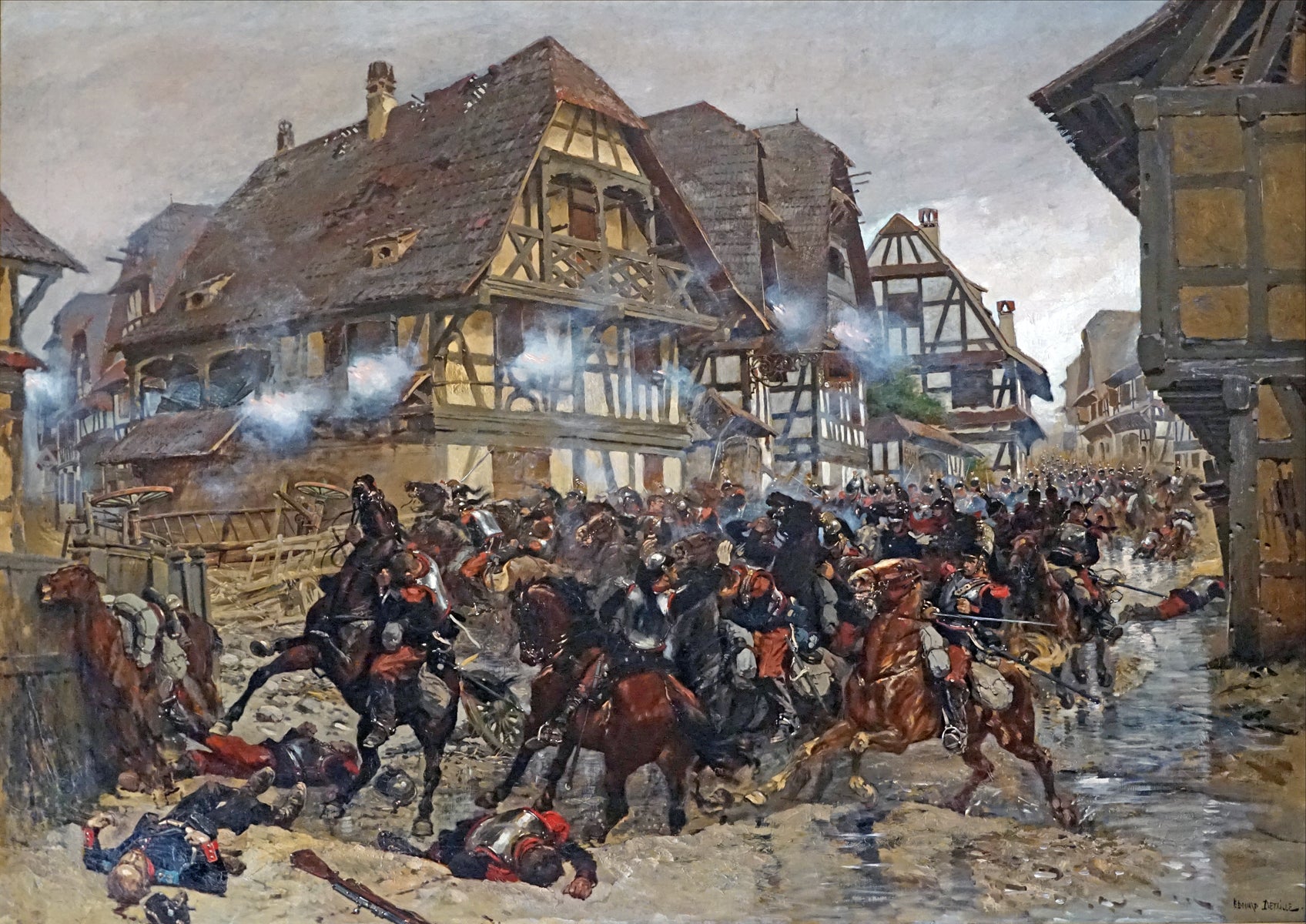 La charge du 9ème régiment de cuirassiers dans le village de Morsbronn - Édouard Detaille - Alpha Reproduction