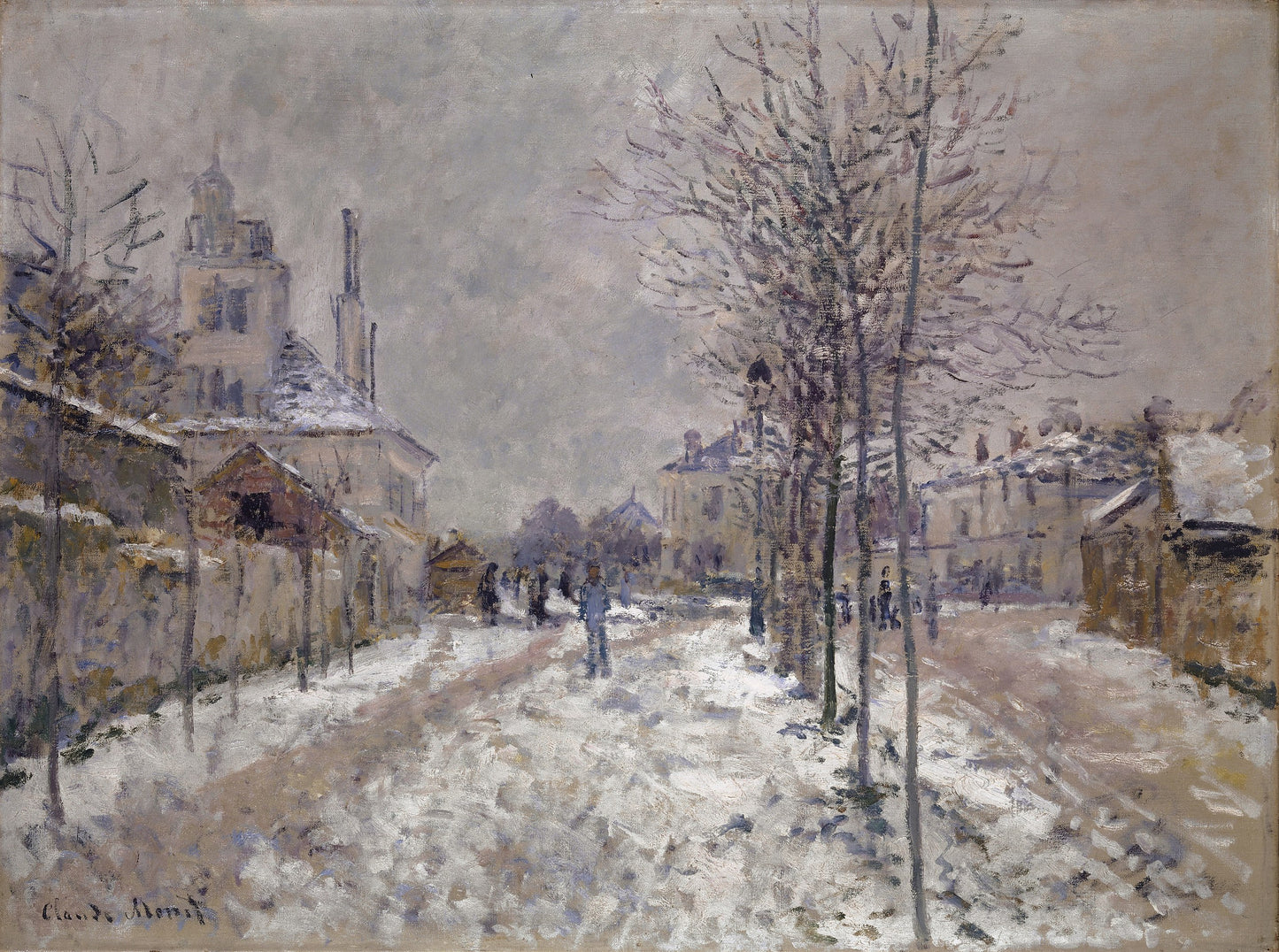 Bulwar Pontoise w Argenteuil, śnieg - Claude Monet