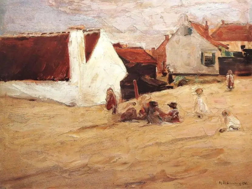 Place du village avec des enfants qui jouent - Max Liebermann - Alpha Reproduction