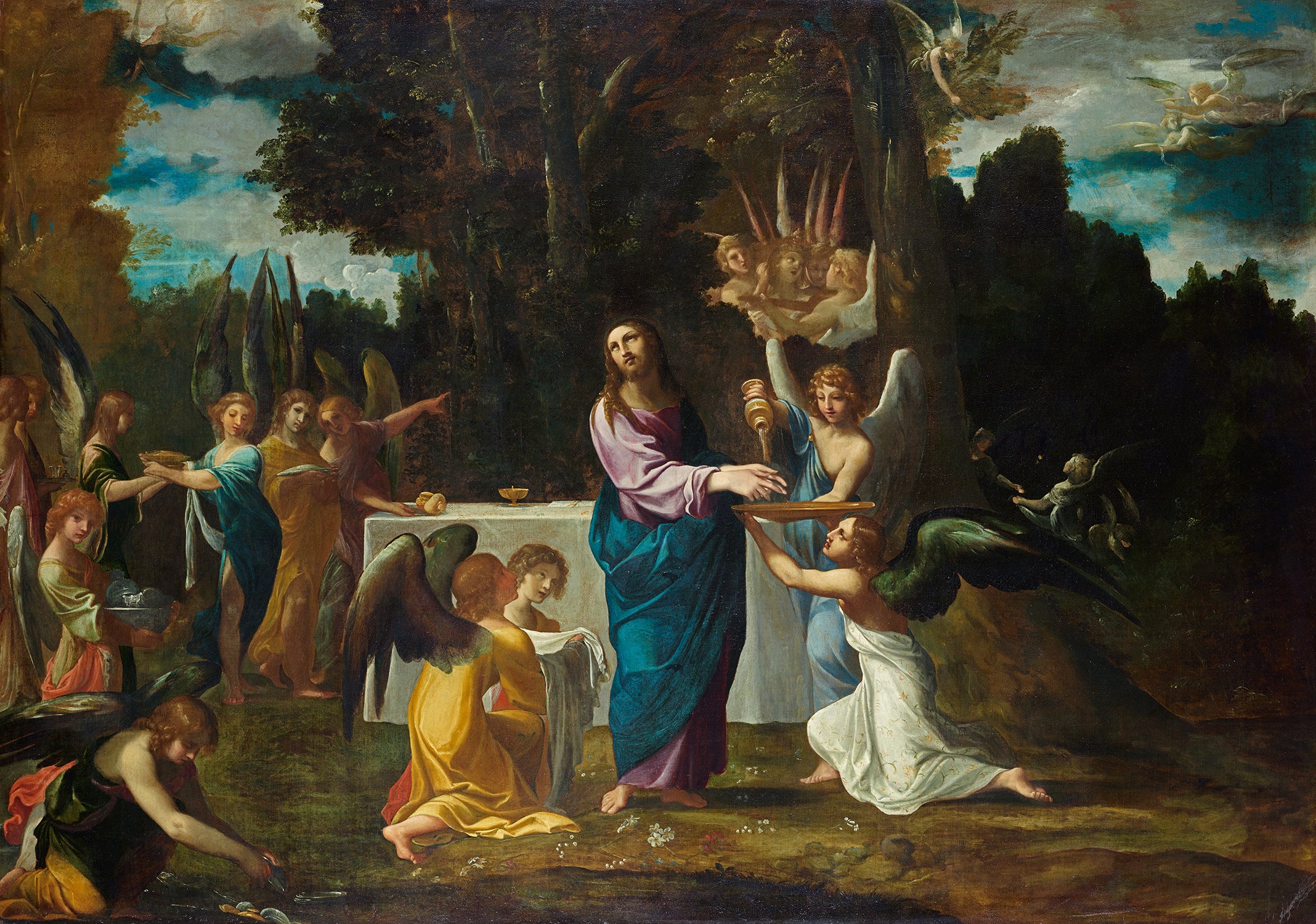 Le Christ dans le désert servi par les anges - Ludovico Carracci - Alpha Reproduction