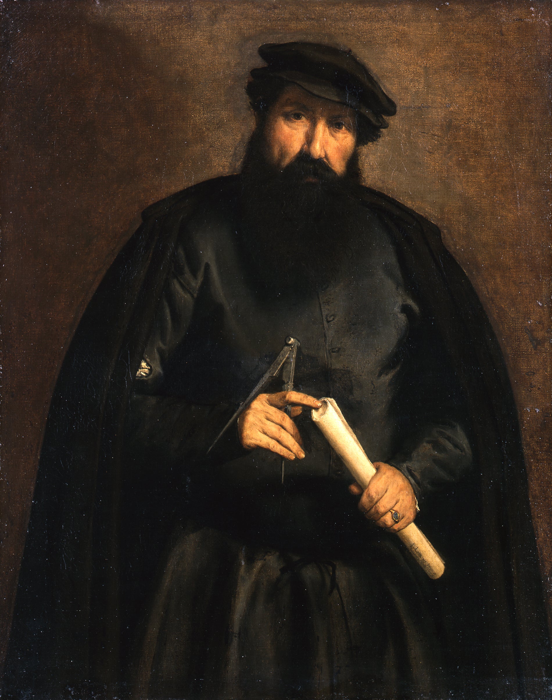 Portrait d’un homme avec un cercle et un rouleau de papier - Lorenzo Lotto - Alpha Reproduction