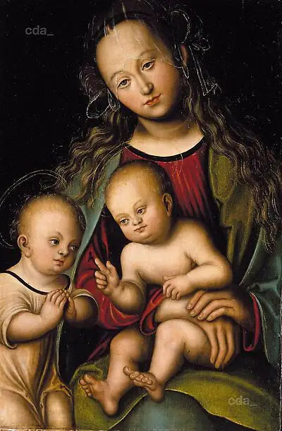 La Vierge à l’Enfant adorée par saint Jean-Baptiste enfant - Lucas Cranach the Elder - Alpha Reproduction