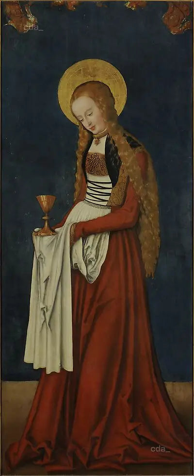 Ailes du retable du chœur ouest de la cathédrale de Naumbourg [aile droite]: Sainte Barbe [extérieur] - Lucas Cranach