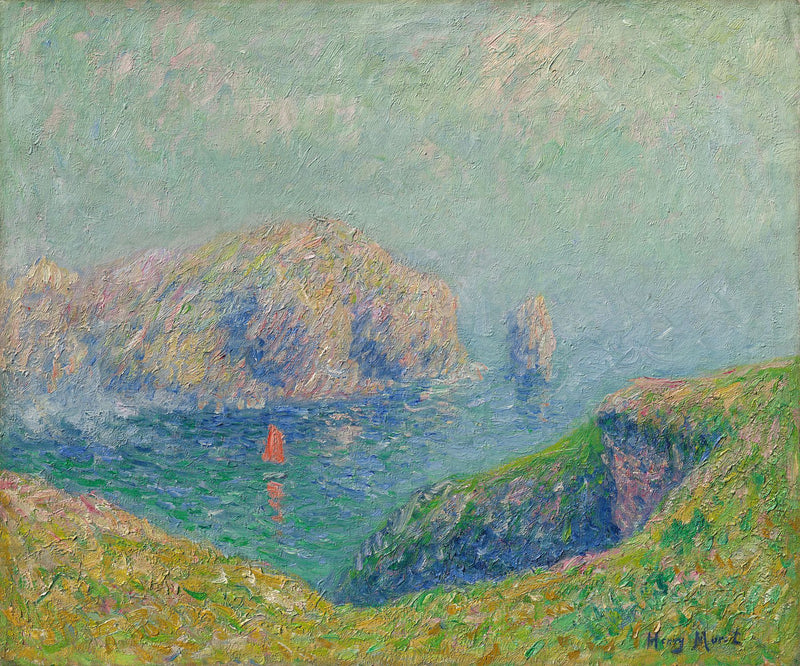 Widok na zatokę z żaglówką - Henry Moret