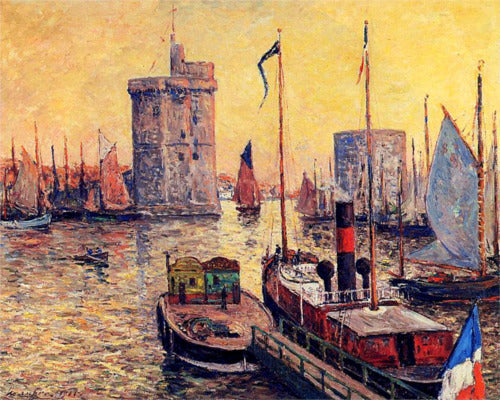 Port w La Rochelle o zmierzchu - Maxime Maufra