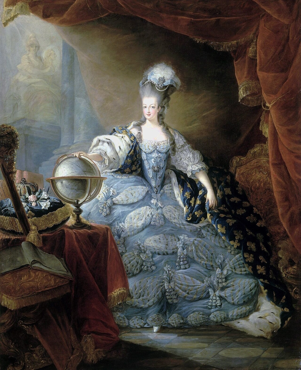 Marie-Antoinette w wielkim stroju dworskim – Jean-Baptiste André Gautier-Dagoty (około 1775)