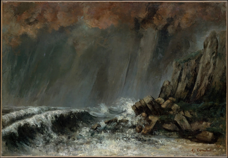 Morska: Wirująca burza morska - Gustave Courbet
