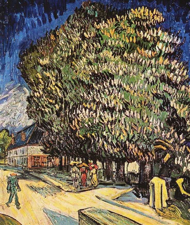 🌳 Kwitnące kasztanowce – Vincent van Gogh (1890)