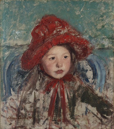 Reproduction du tableau « Petite fille au grand chapeau rouge - Mary Cassatt » par Alpha Reproduction en peinture à l’huile