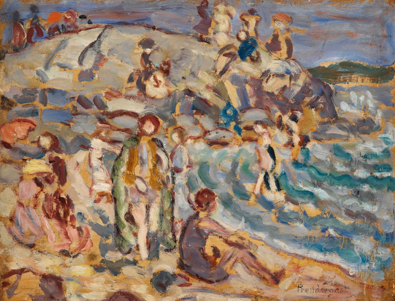 Scena plażowa i wzgórze - Maurice Prendergast