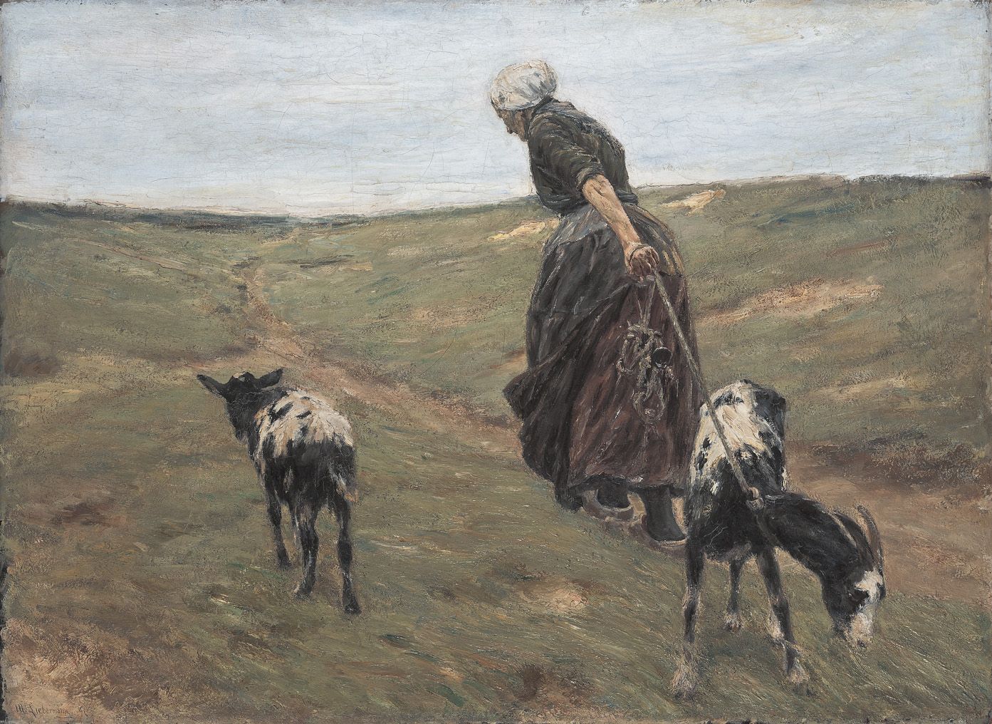 Kobieta z kozami na wydmach - Max Liebermann