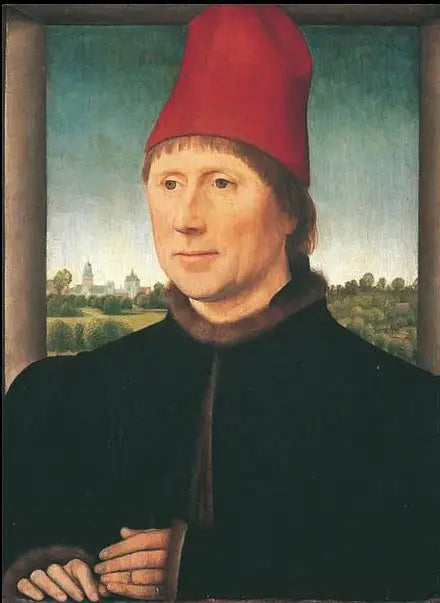 Portret mężczyzny w czerwonym czapce - Hans Memling
