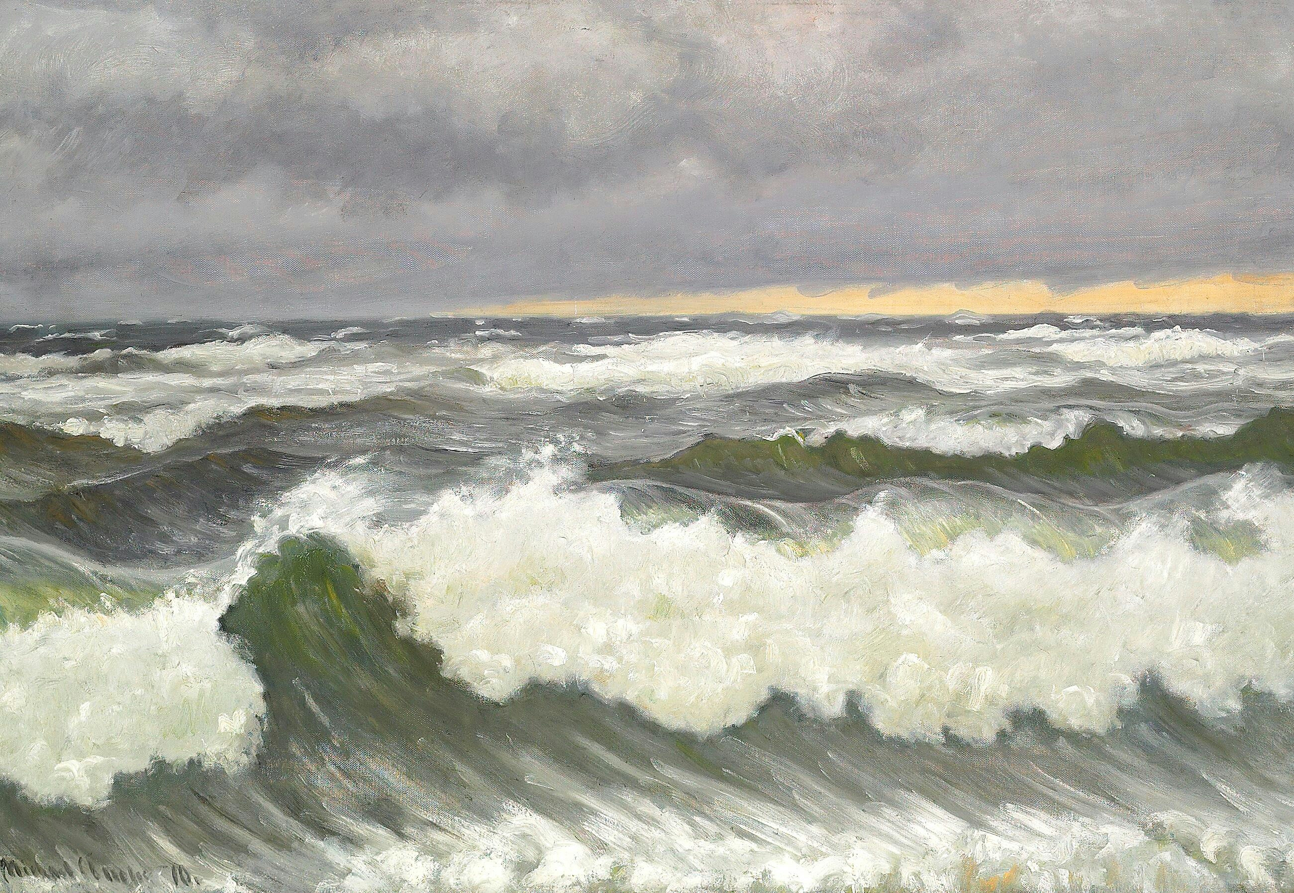 Vagues déferlant un jour de pluie Skagen. - Michael Peter Ancher - Alpha Reproduction