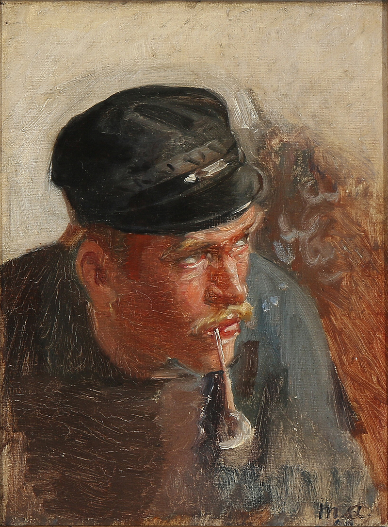 Un jeune pêcheur qui fume la pipe. - Michael Peter Ancher