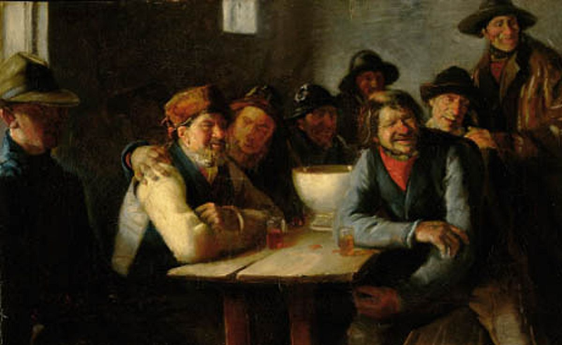 Rybacy wokół basenu z punchiem. - Michael Peter Ancher