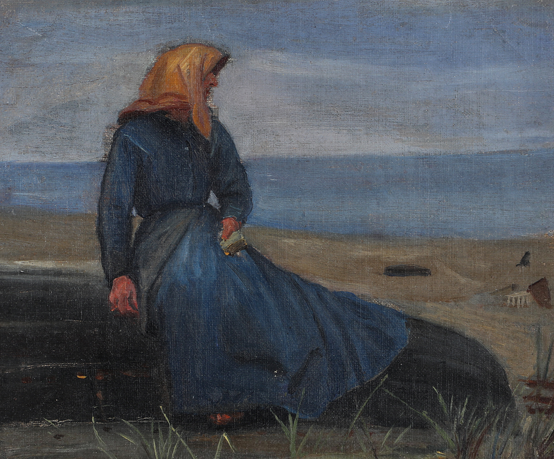 Pêcheuse dans les dunes. - Michael Peter Ancher