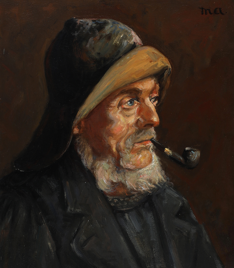 Portrait d'un pêcheur. 35 x 31 cm. - Michael Peter Ancher