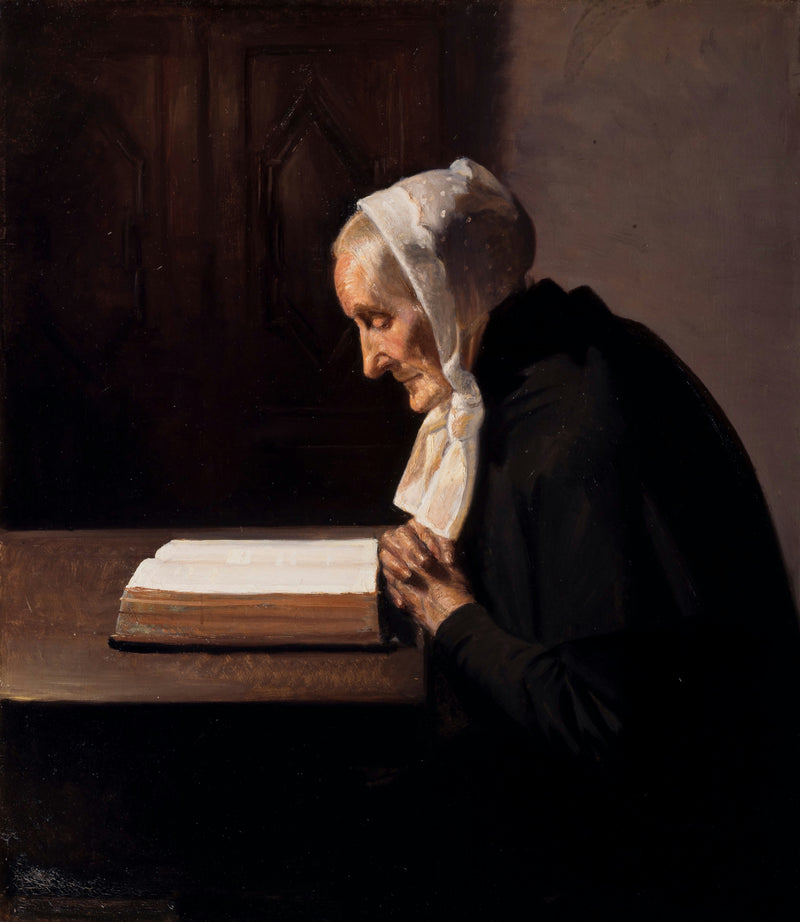 Mme Brøndum lisant la Bible. - Michael Peter Ancher