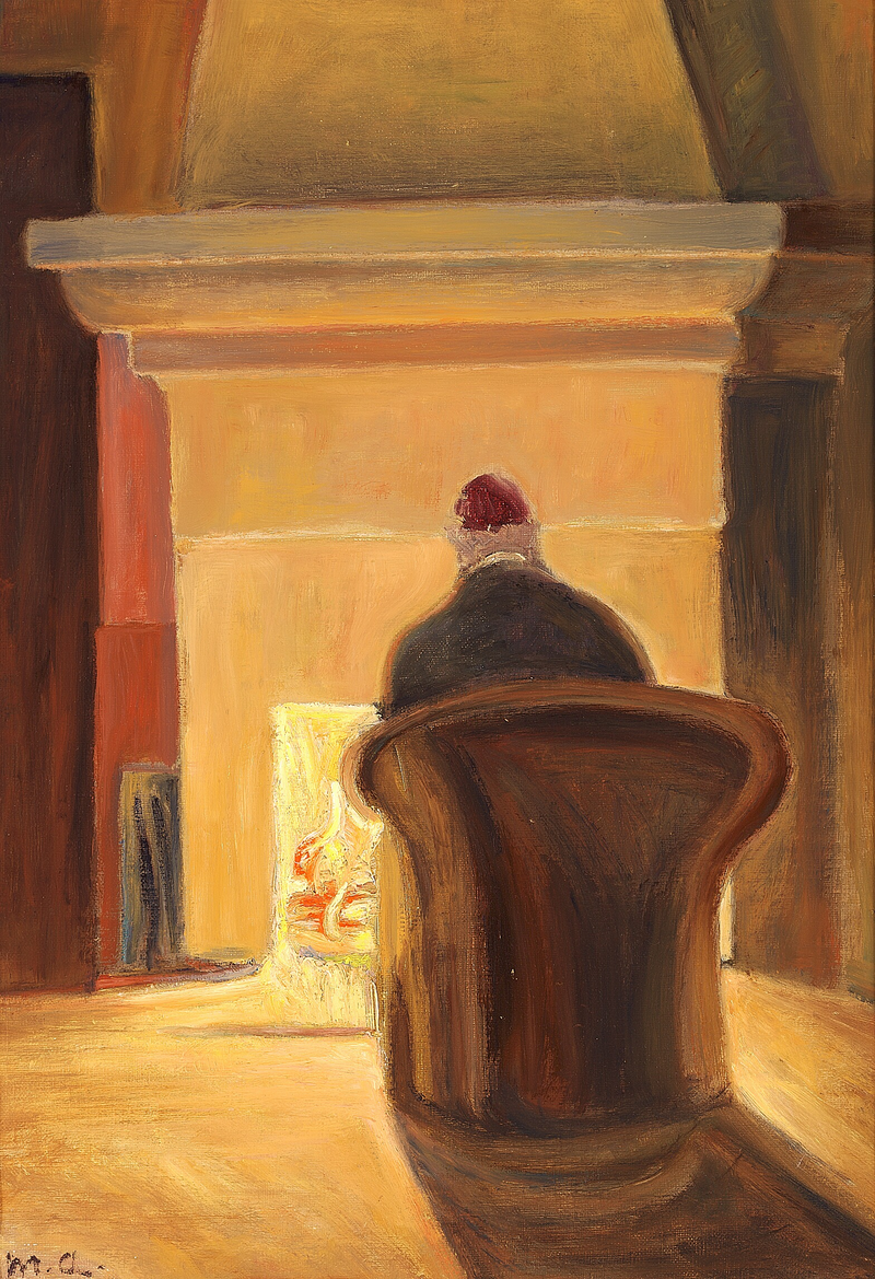 Holger Drachmann devant la cheminée, Skagen. - Michael Peter Ancher