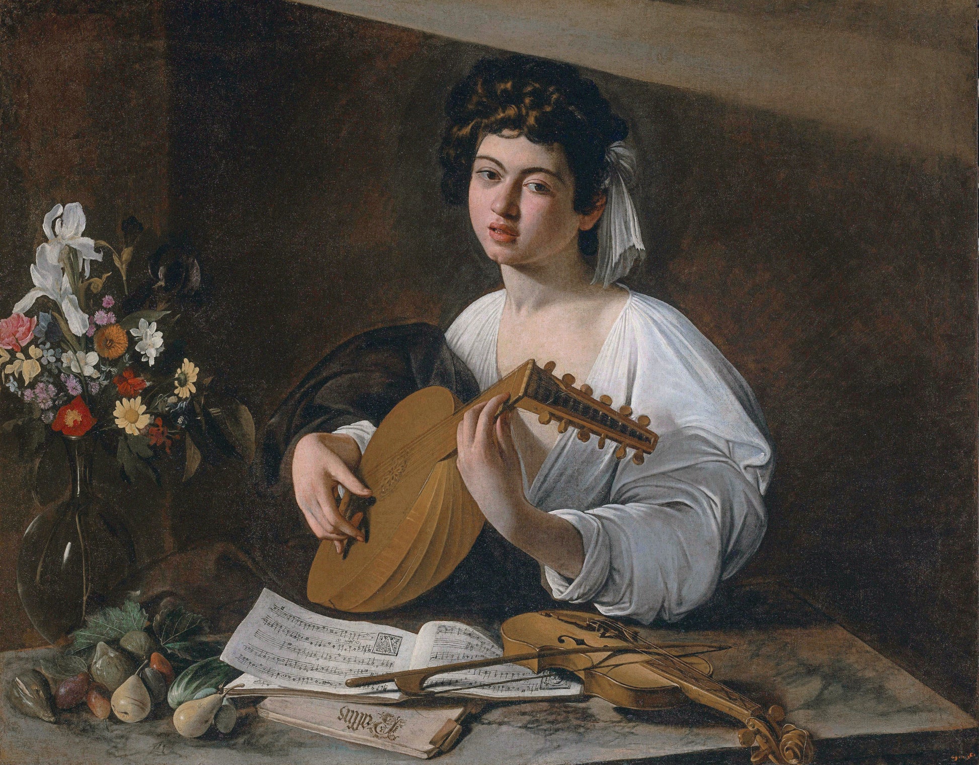 Reproduction du tableau « Joueur de luth - Le Caravage » par Alpha Reproduction en peinture à l’huile