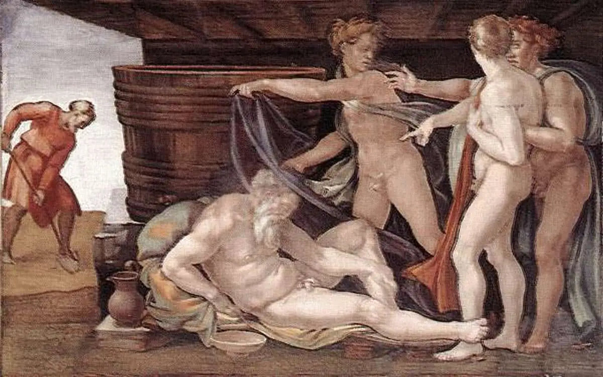 Reproduction du tableau « L'ivresse de Noé - Michel-Ange » par Alpha Reproduction en peinture à l’huile