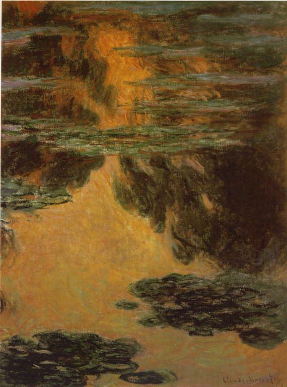 🌑 Nenufary w płonącym zmierzchu – Claude Monet (1907)