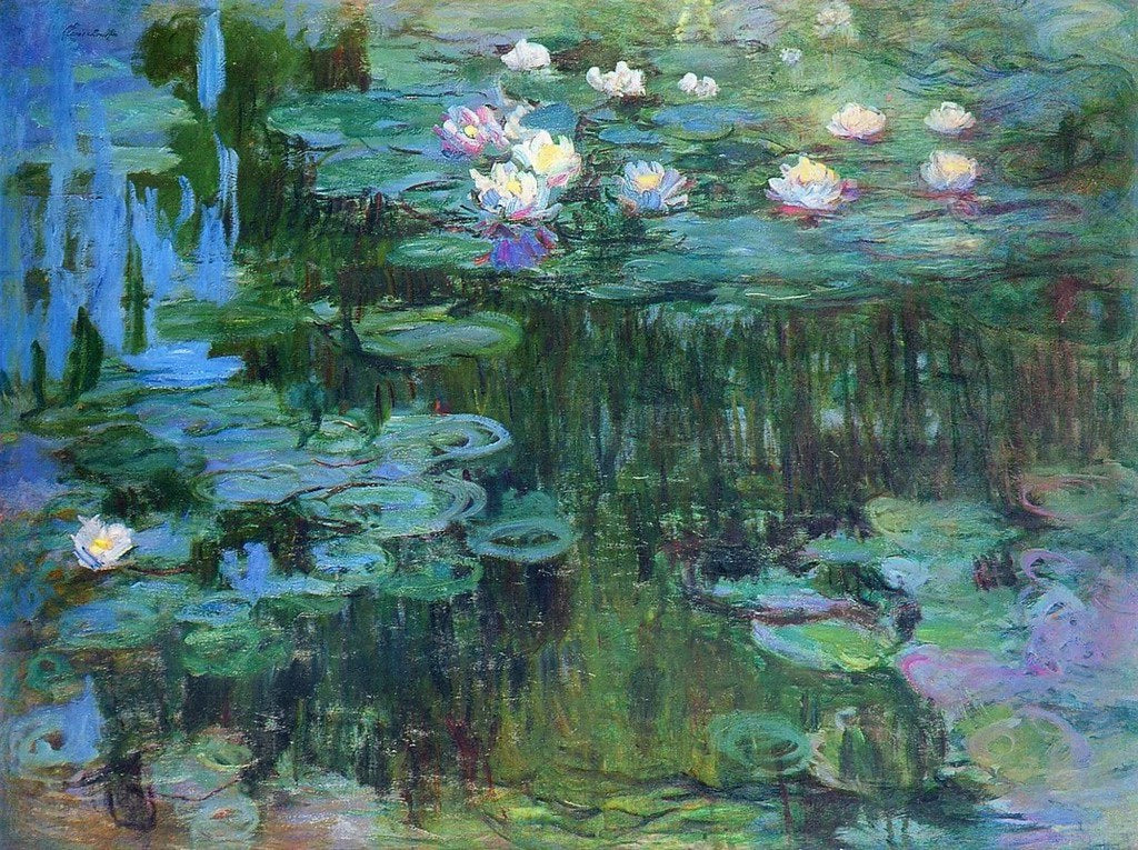 💠 Nenufary o niebieskich refleksach i gęstym kwitnieniu – Claude Monet