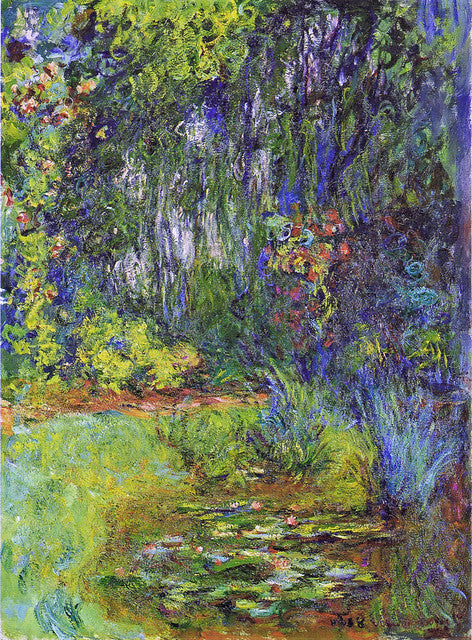 🌿 Kącik ogrodowy z oczkiem wodnym z liliami wodnymi – Claude Monet