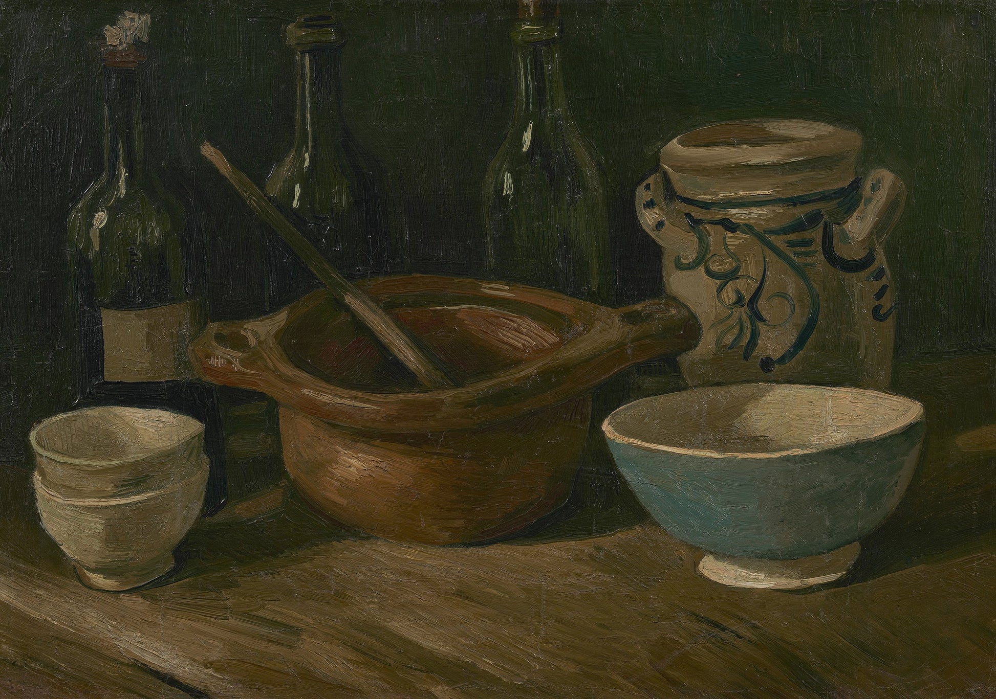 Martwa natura z fajansami i butelkami - Vincent van Gogh