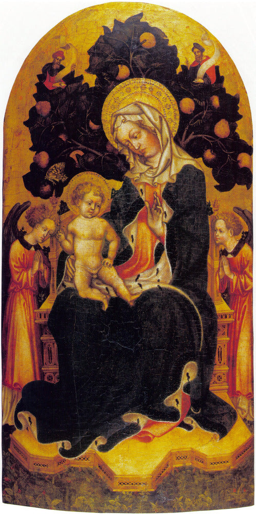 Vierge à l'Enfant trônant avec des anges et des prophètes en adoration - Gentile da Fabriano