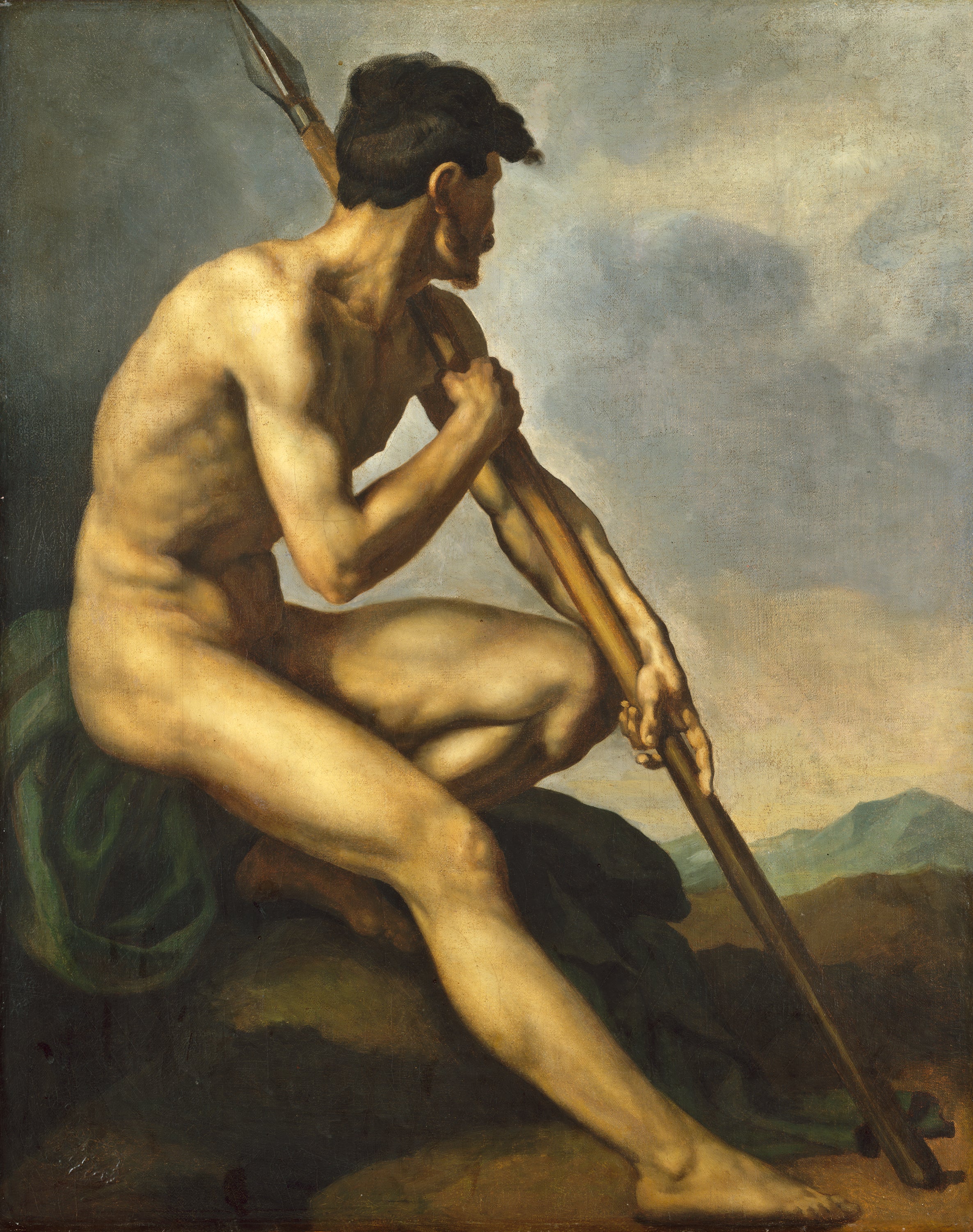 Reproduction du tableau « Guerrier nu avec une lance - Théodore Géricault » par Alpha Reproduction en peinture à l’huile