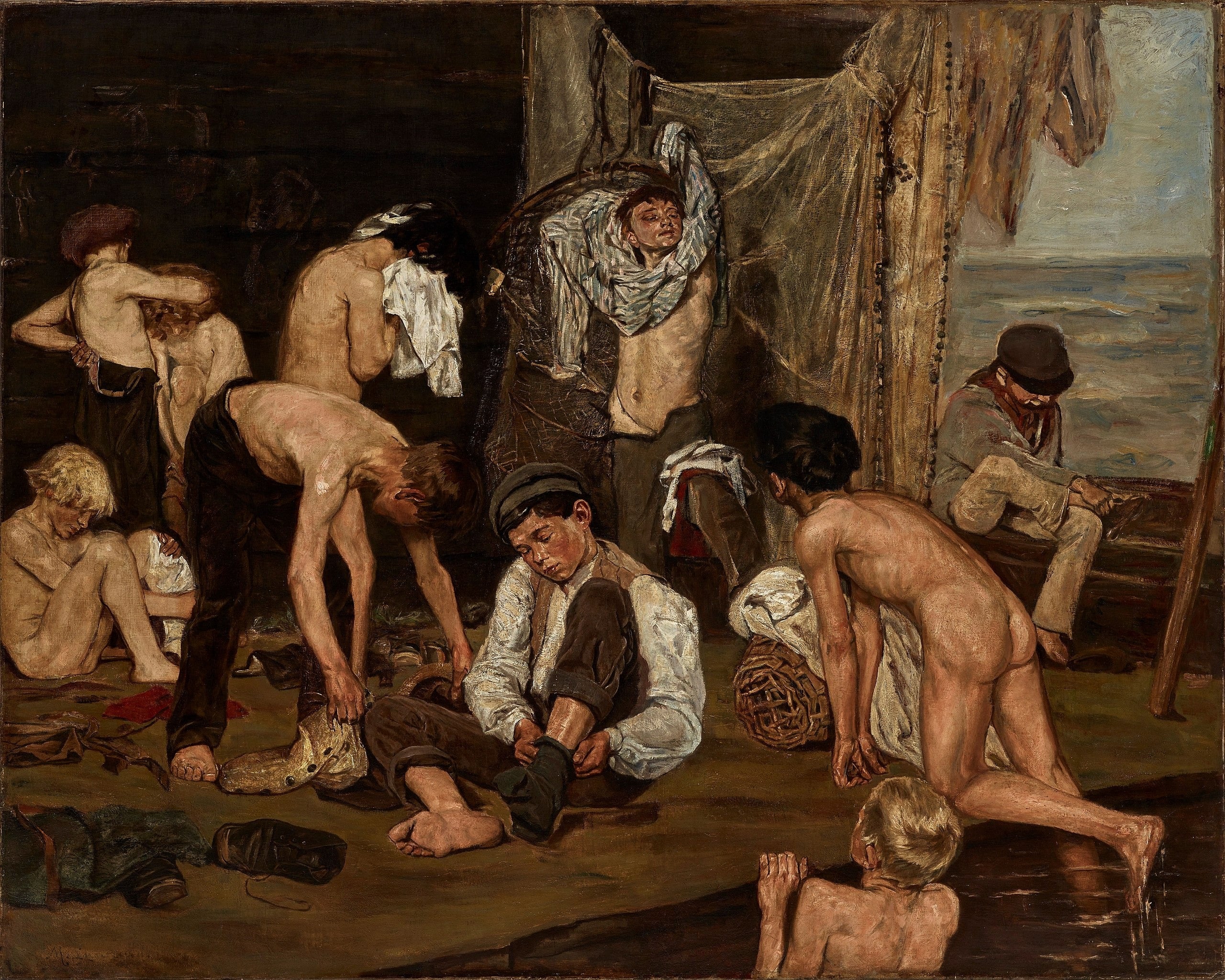 Przy basenie - Max Liebermann