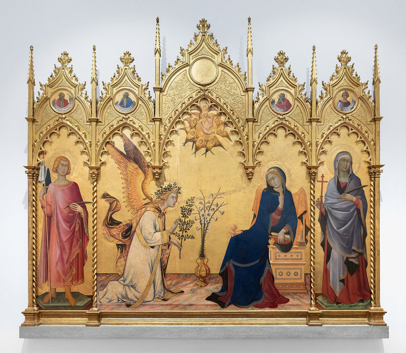 Zwiastowanie między świętymi Ansem a Małgorzatą - Simone Martini