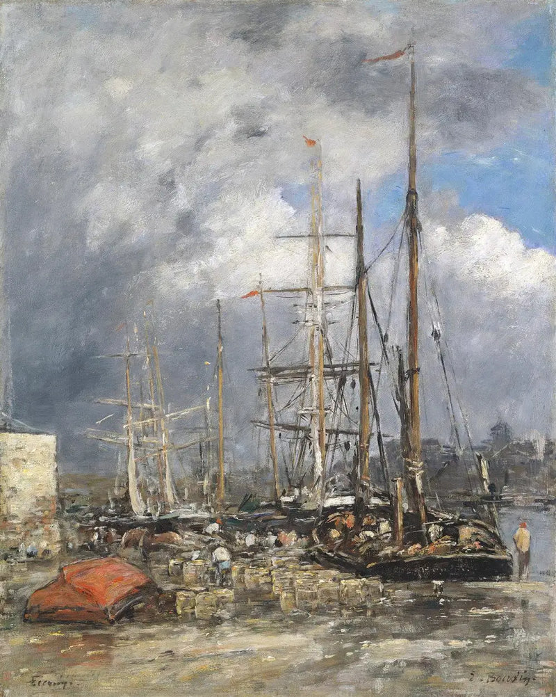 Łodzie rybackie w Fécamp - Eugène Boudin