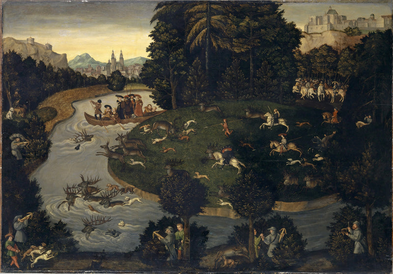 Polowanie na jelenie Frédérica le Sage z cesarzem Maksymilianem I - Lucas Cranach Starszy