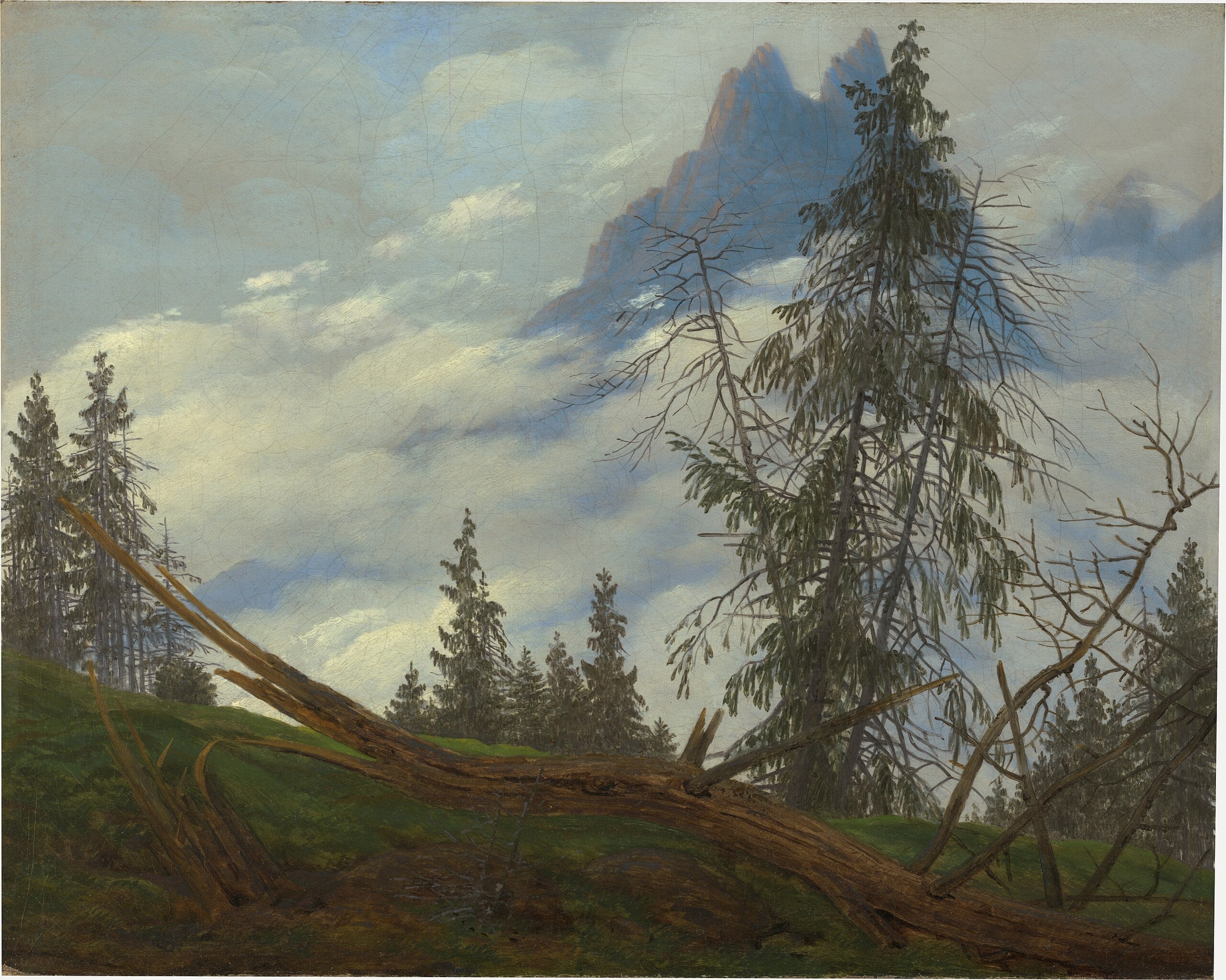 Grzbiet wysokiej góry z chmurami - Caspar David Friedrich