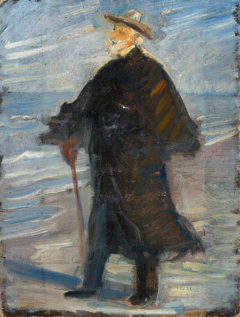 Drachmann na plaży - Michael Peter Ancher