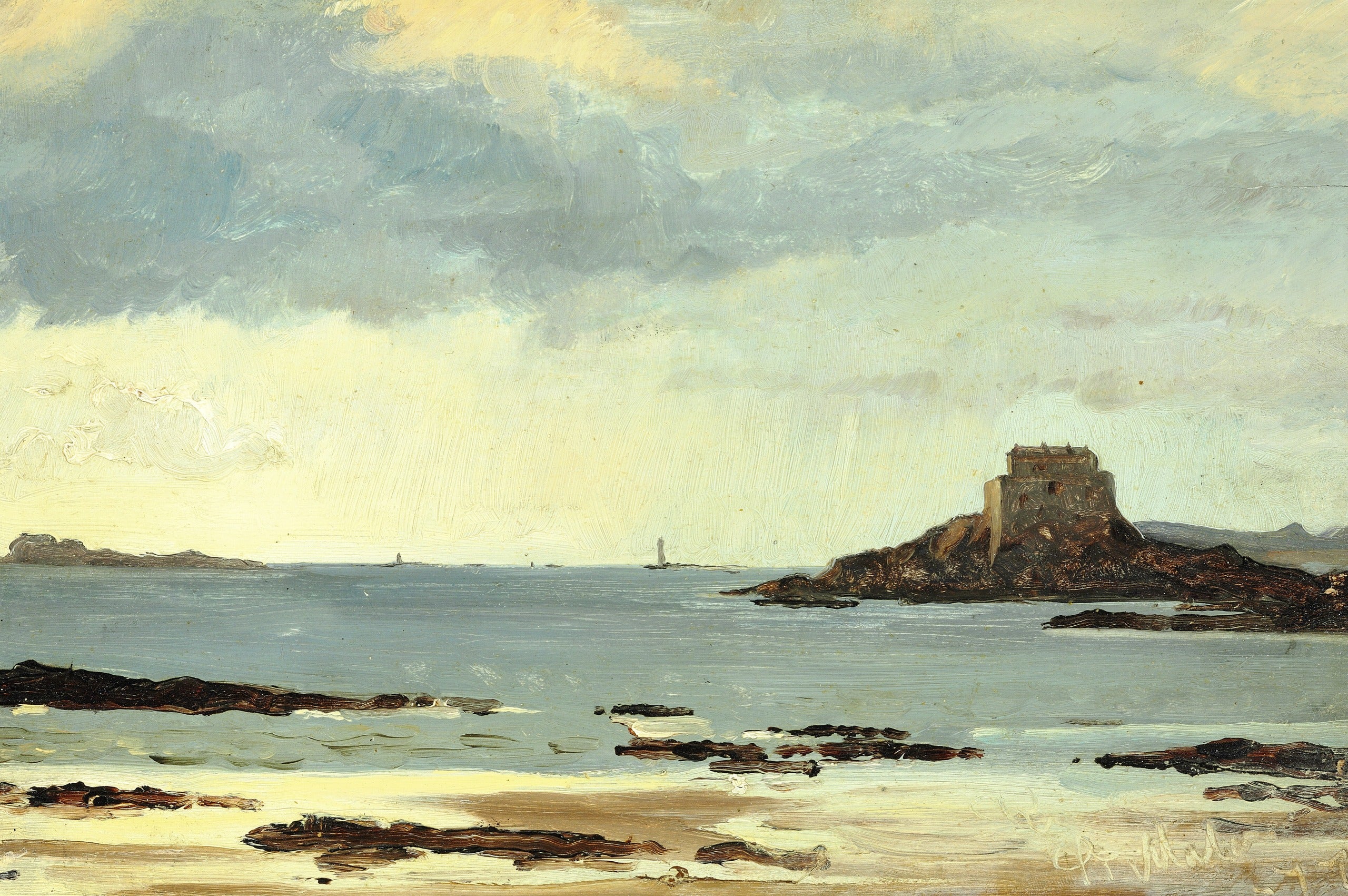 Studium plaży w szarym czasie w Saint-Malo - Peder Severin Krøyer