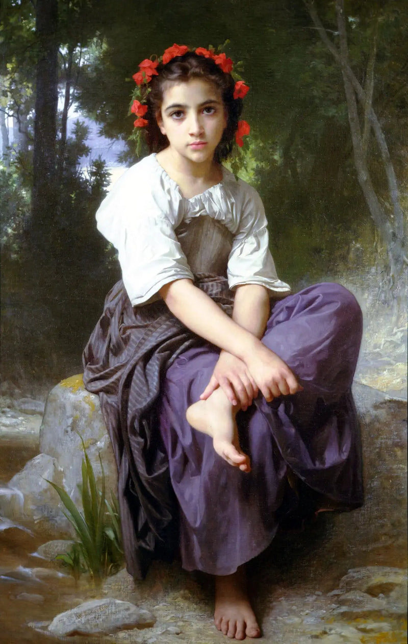 Dziewczyna siedząca na brzegu rzeki - Bouguereau