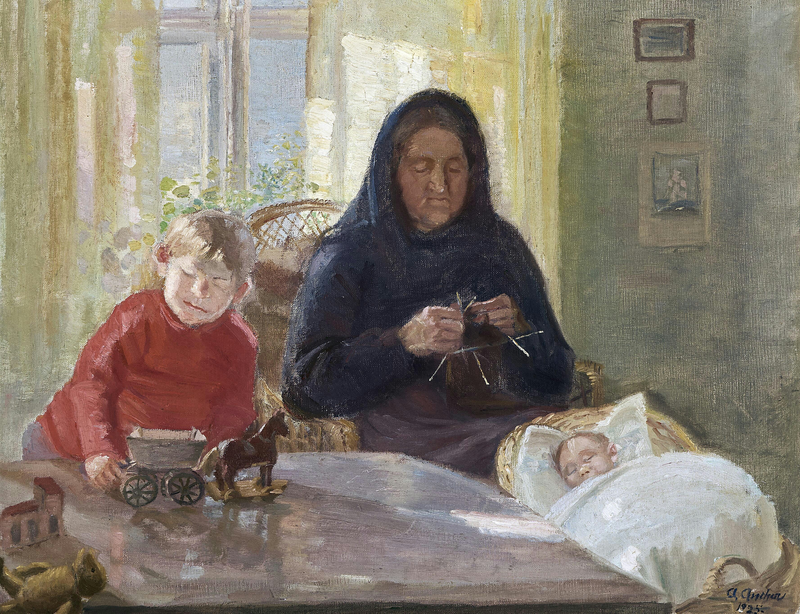 Babcia pilnuje dzieci. - Anna Ancher