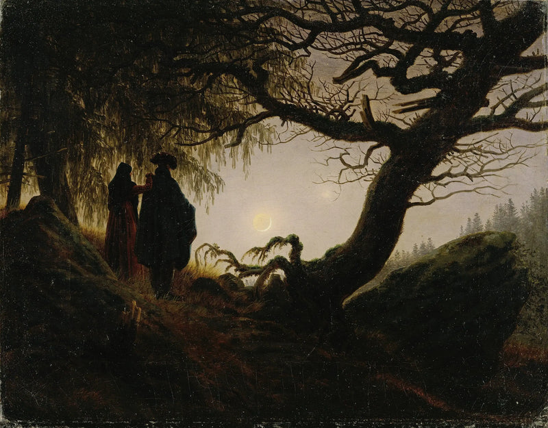 Mężczyzna i Kobieta kontemplujący Księżyc - Caspar David Friedrich