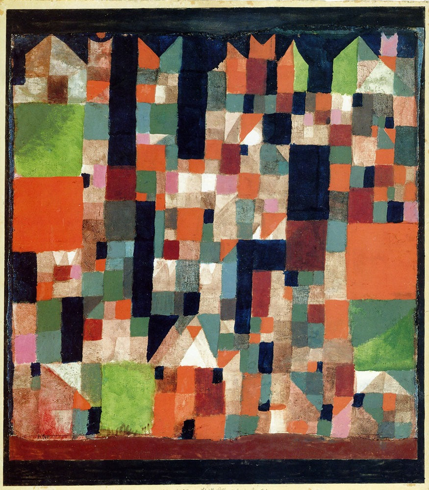 Obraz miasta (czerwone/zielone akcenty) - Paul Klee